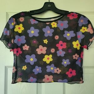 Flower Mesh Crop Top